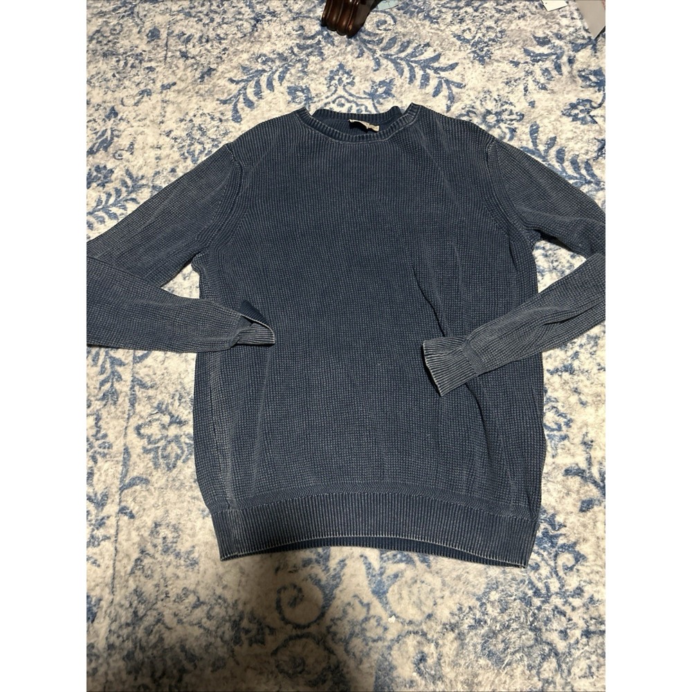 Faherty Sunwashed Fisherman Crew Sweater Ribbed Shadow Green size Medium
